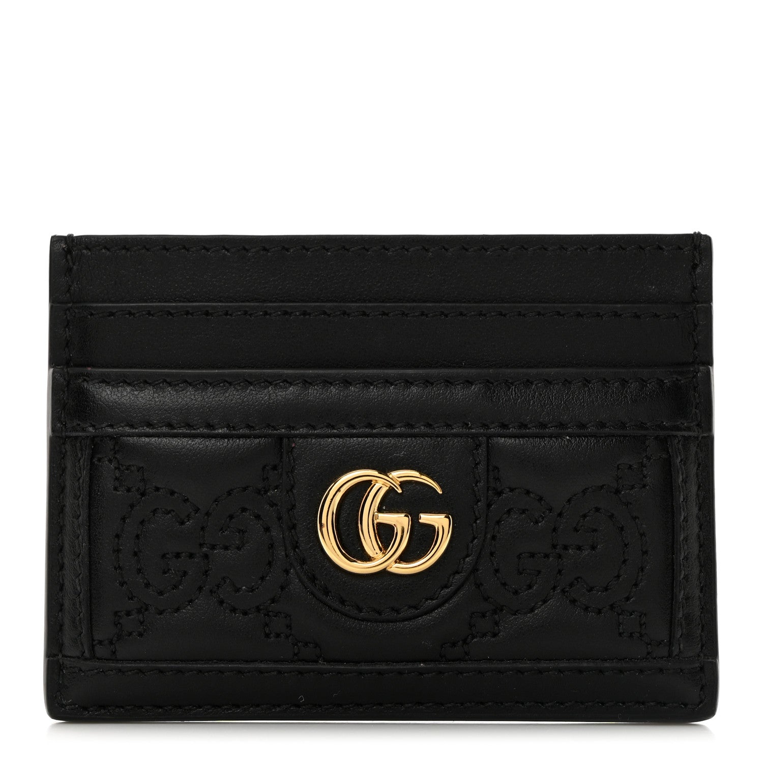 Gucci Calfskin GG Matelasse Card Holder Black 1 of 8