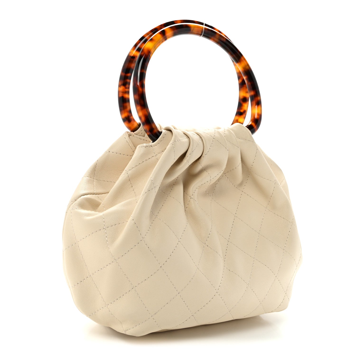 Chanel Lambskin Plexiglass Tortoise Shell Quilted Small Pouch Light Beige 3 of 11