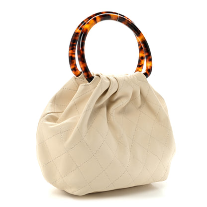 Chanel Lambskin Plexiglass Tortoise Shell Quilted Small Pouch Light Beige 3 of 11