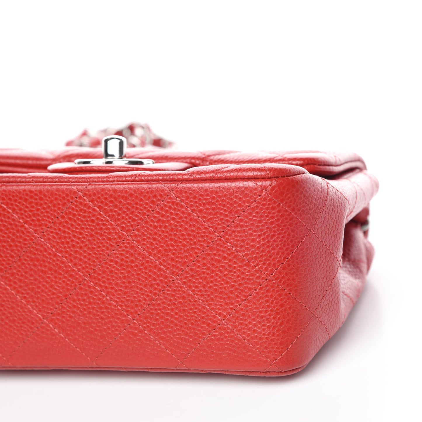 Caviar Quilted Mini Square Flap Red