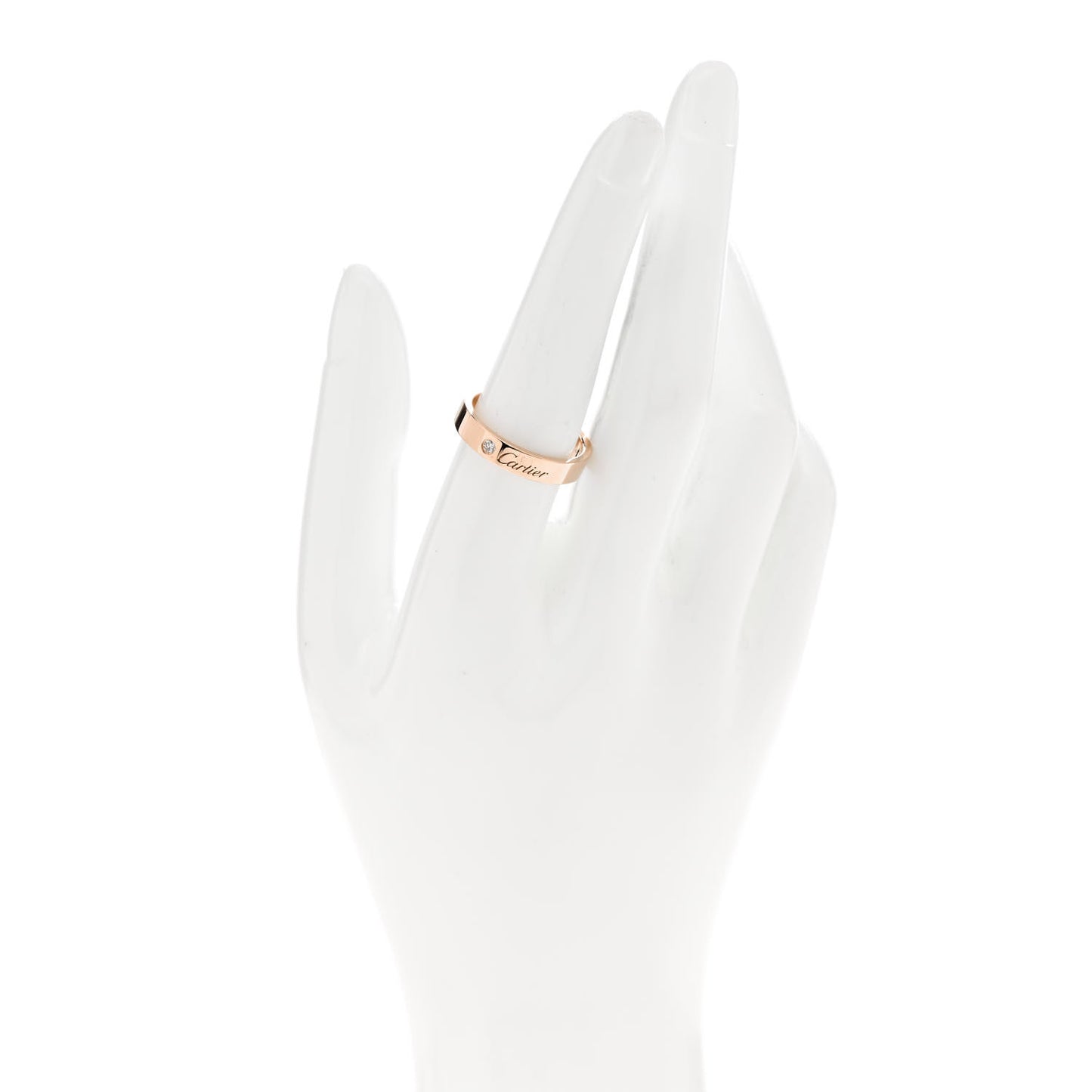 18K Pink Gold Diamond 4mm C De Cartier Wedding Band Ring 57 8