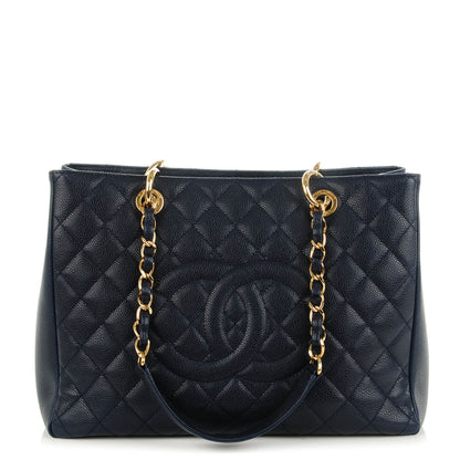 Chanel Caviar Quilted Grand Shopping Tote GST Navy 1 of 7