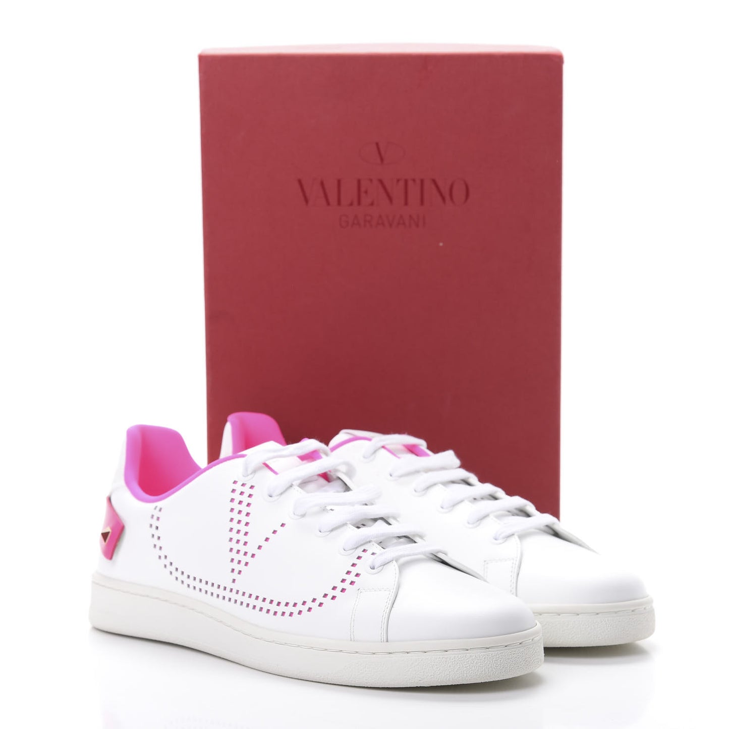 Calfskin Womens Backnet Sneakers 41 White Fuchsia
