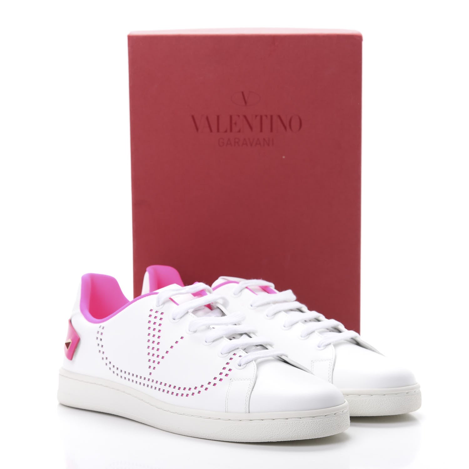 Valentino Garavani Calfskin Womens Backnet Sneakers 41 White Fuchsia 10 of 10