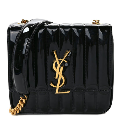Saint Laurent Patent Calfskin Matelasse Monogram Medium Vicky Chain Bag Black 1 of 10