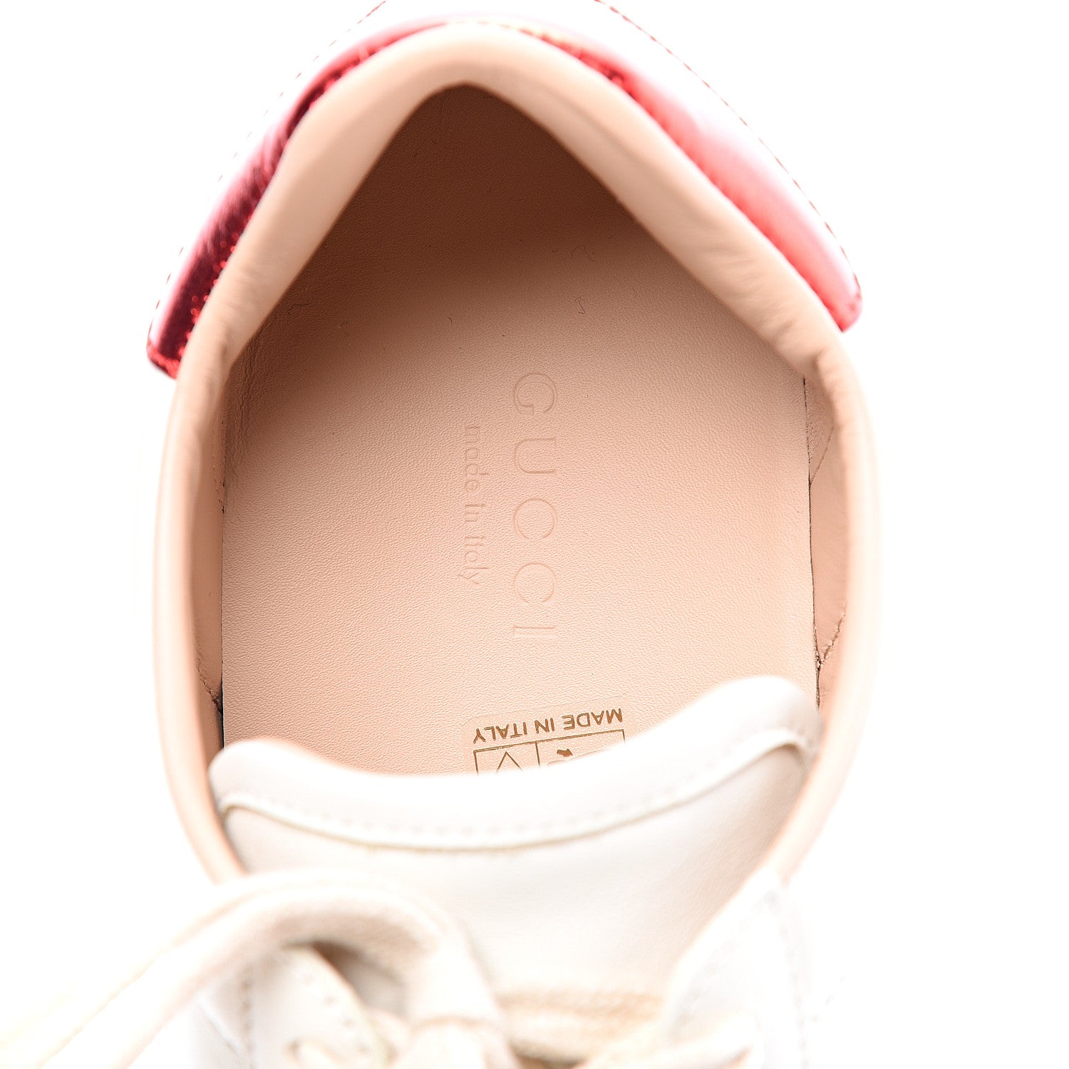 Gucci Calfskin Stripe Womens New Ace Sneakers 36.5 New Mystic White Ecru Red Flame 9 of 12