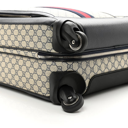 Gucci GG Supreme Monogram Textured Dollar Calfskin Web Savoy Cabin Plus Trolley Beige Blue 6 of 9