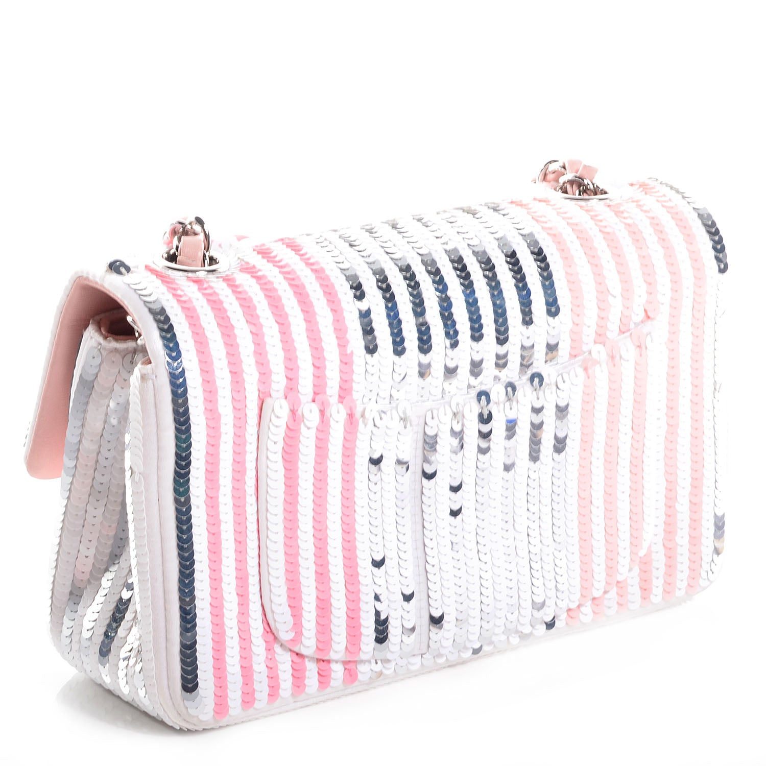Chanel Sequin Striped Mini Flap Pink White 3 of 8