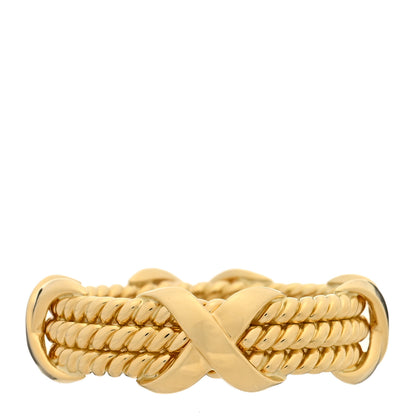 Tiffany 18K Yellow Gold Schlumberger Rope 3 Row X Ring 53 6.5 1 of 4