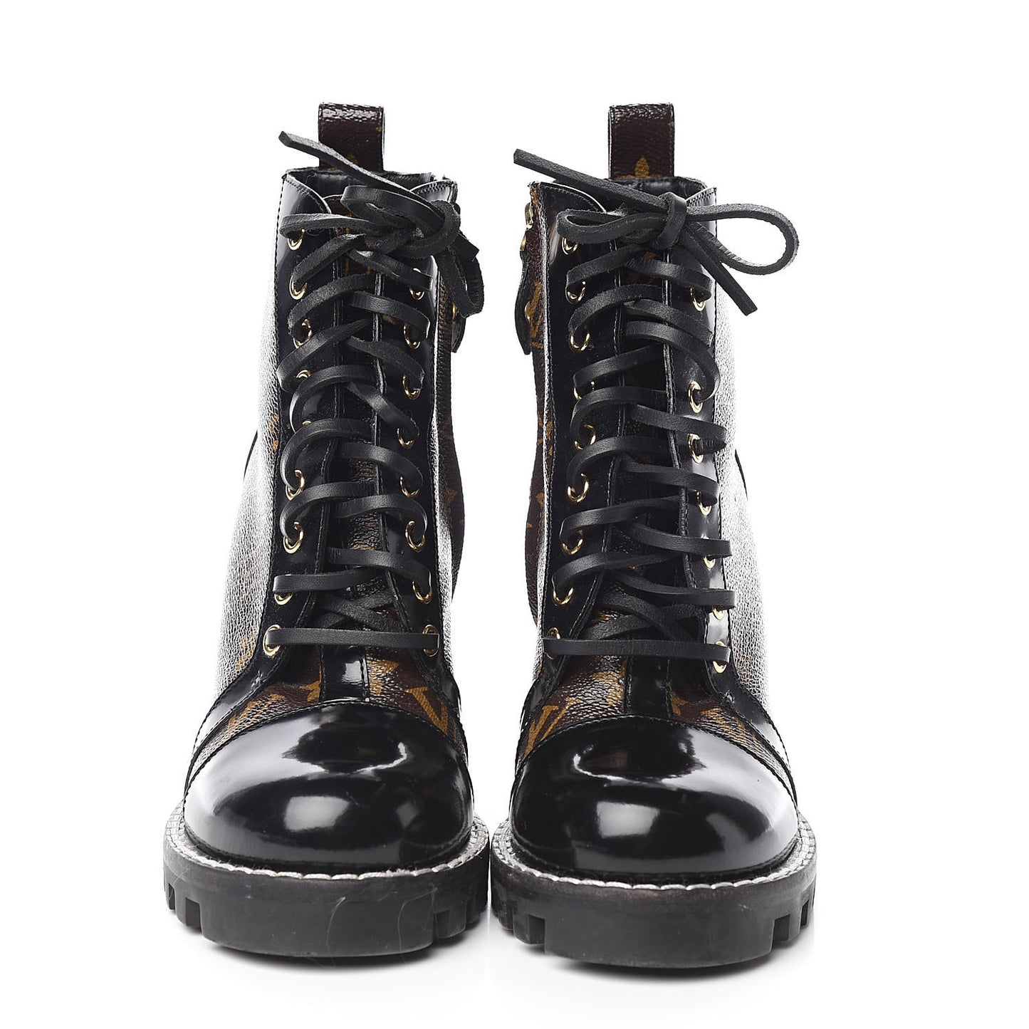 Patent Calfskin Monogram Star Trail Ankle Boots 37.5 Black