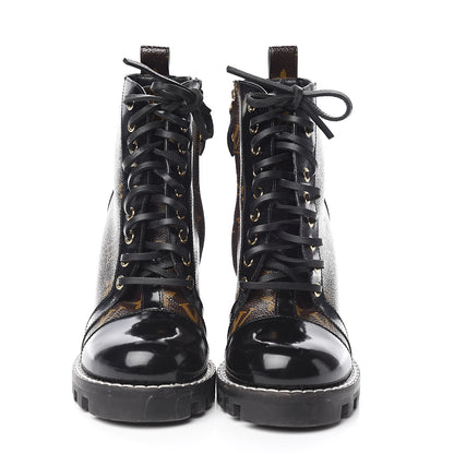 Louis Vuitton Patent Calfskin Monogram Star Trail Ankle Boots 37.5 Black 2 of 8