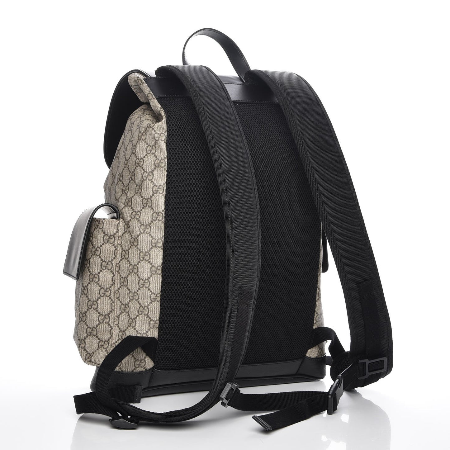 Soft GG Supreme Monogram Double Buckle Backpack Beige Black