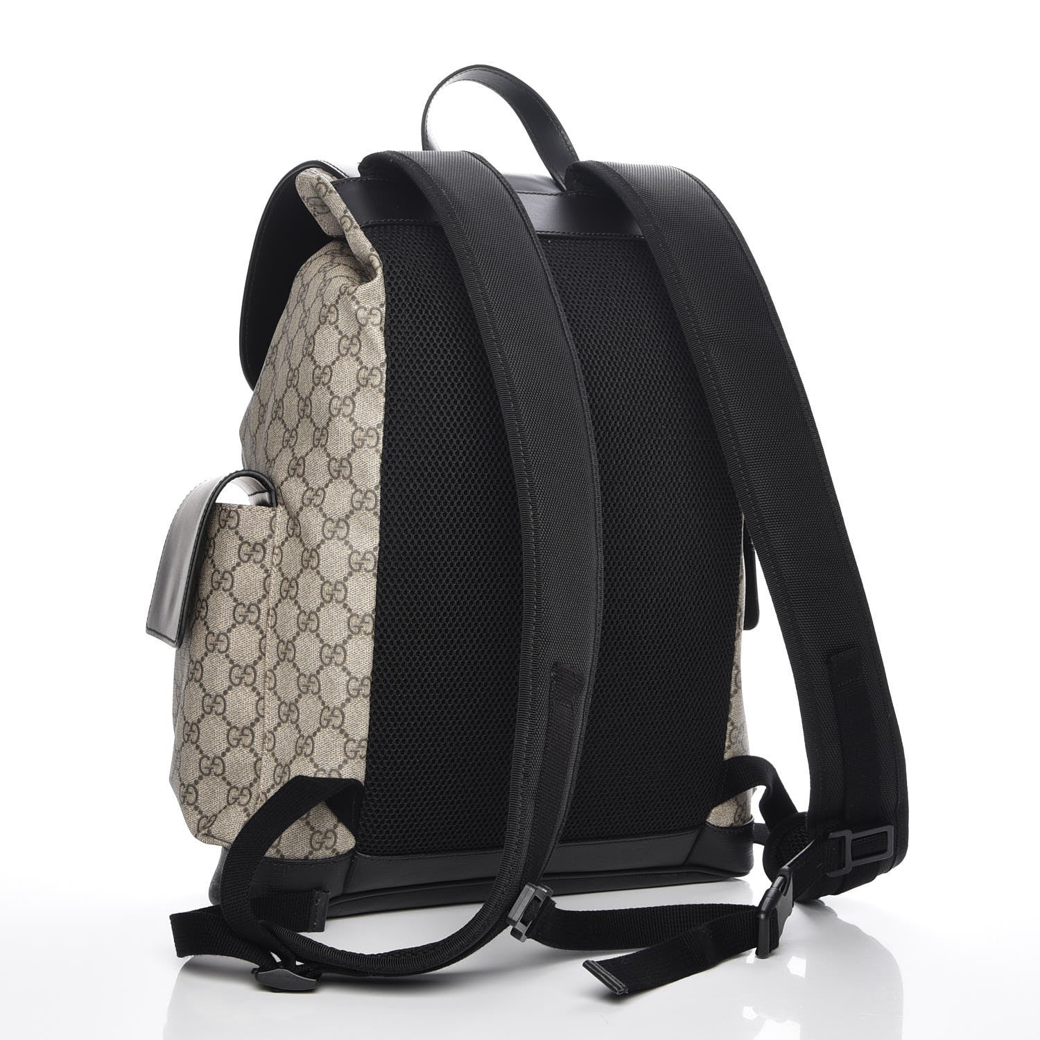Gucci Soft GG Supreme Monogram Double Buckle Backpack Beige Black 3 of 7