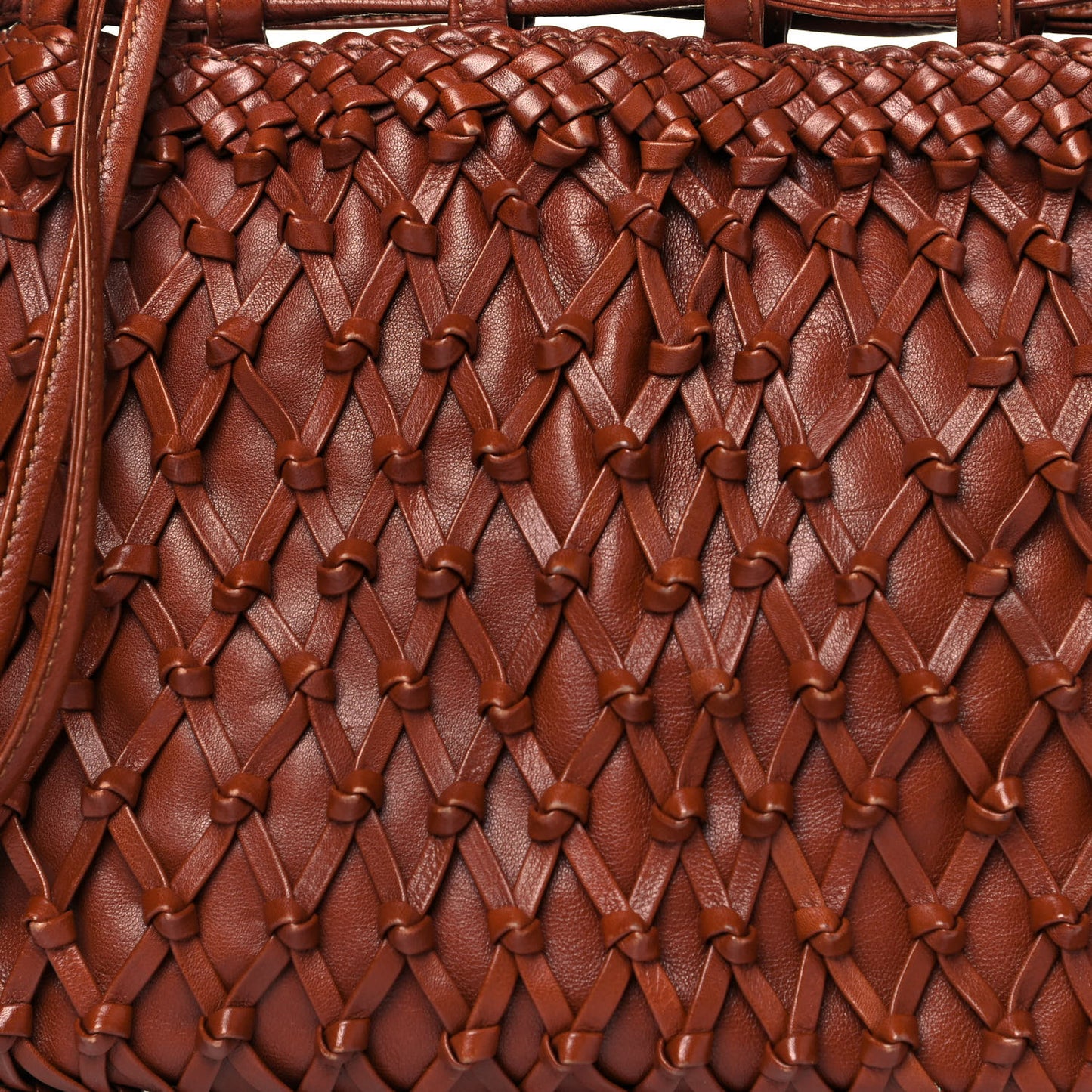 Lambskin Woven Crossbody Bag Brown
