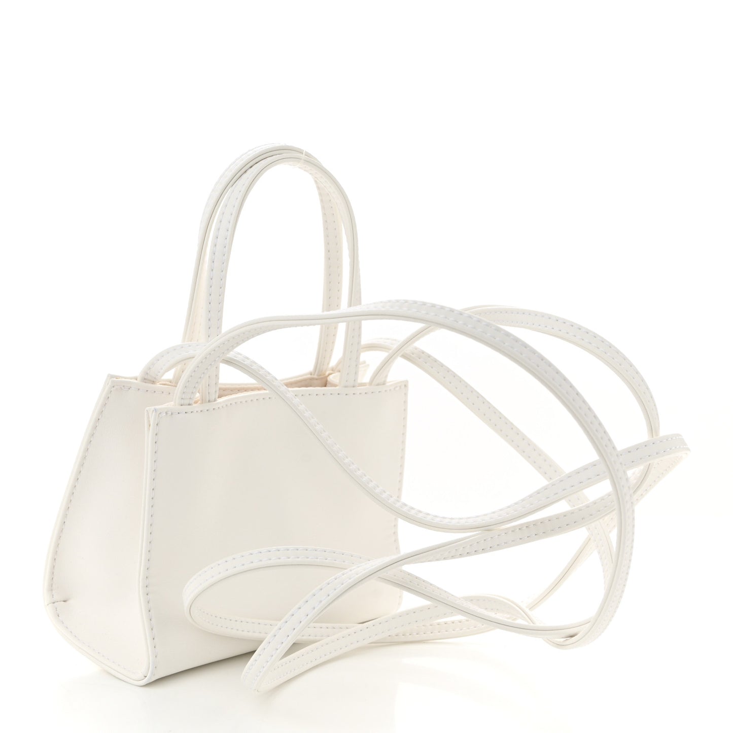 Vegan Leather Small Shopping Bag White White