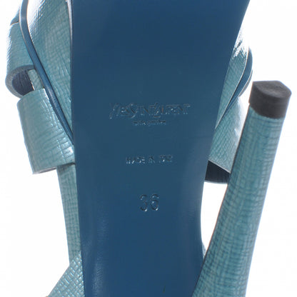 Saint Laurent Paille Patent Tribute 105 Platform Sandals Azur 36 6 of 7