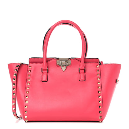 Valentino Garavani Vitello Small Rockstud Double Handle Tote Raspberry 1 of 4