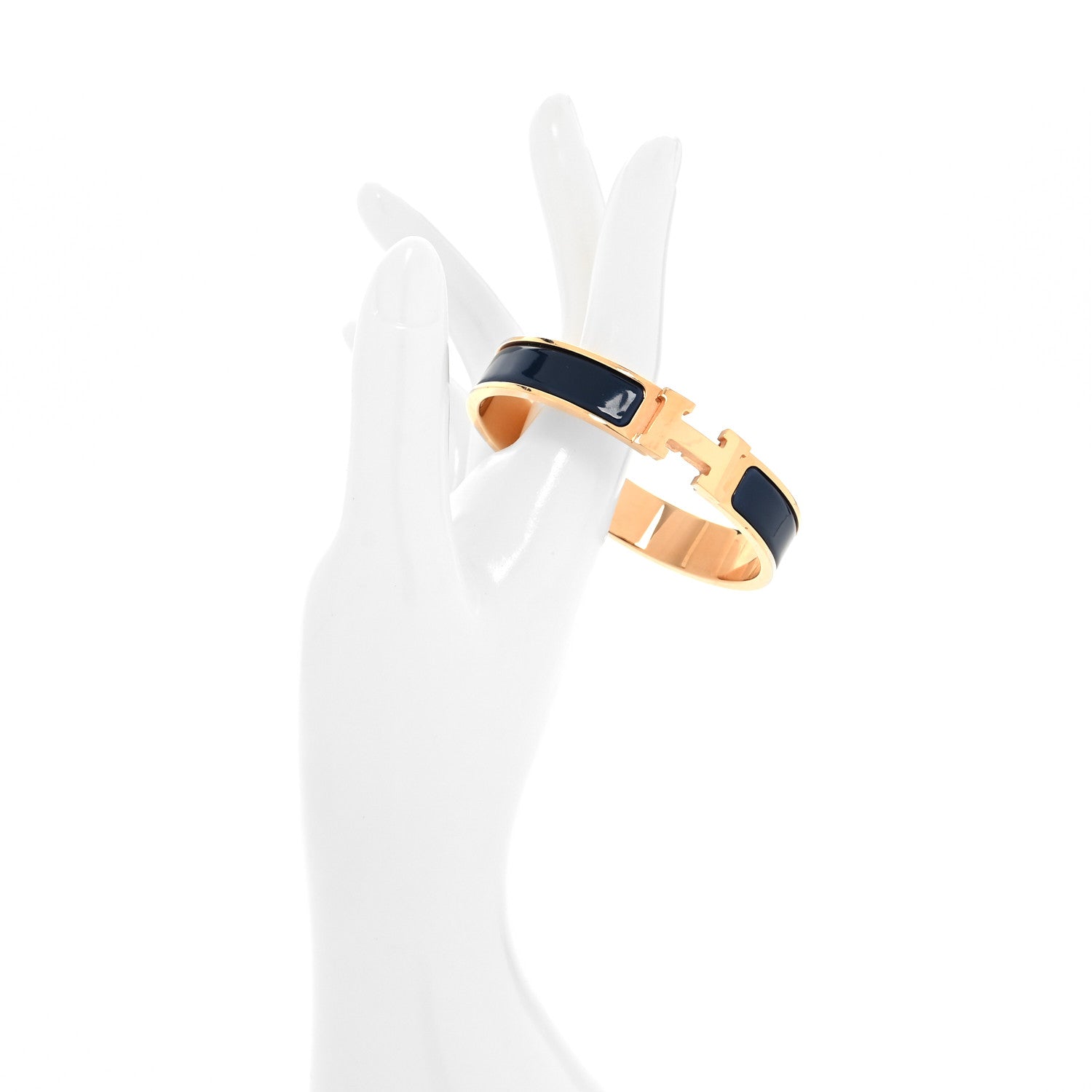 Hermes Enamel Narrow Clic Clac H Bracelet GM Bleu Nuit 2 of 5