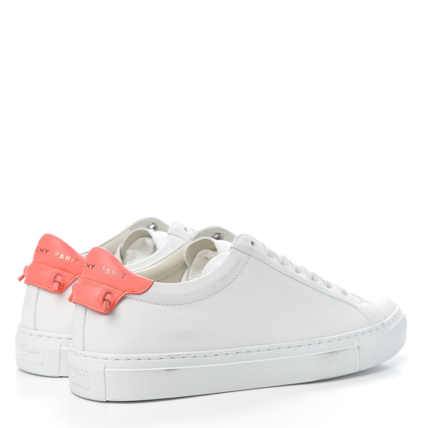 Calfskin Womens Urban Street Sneakers 36 White Neon Pink