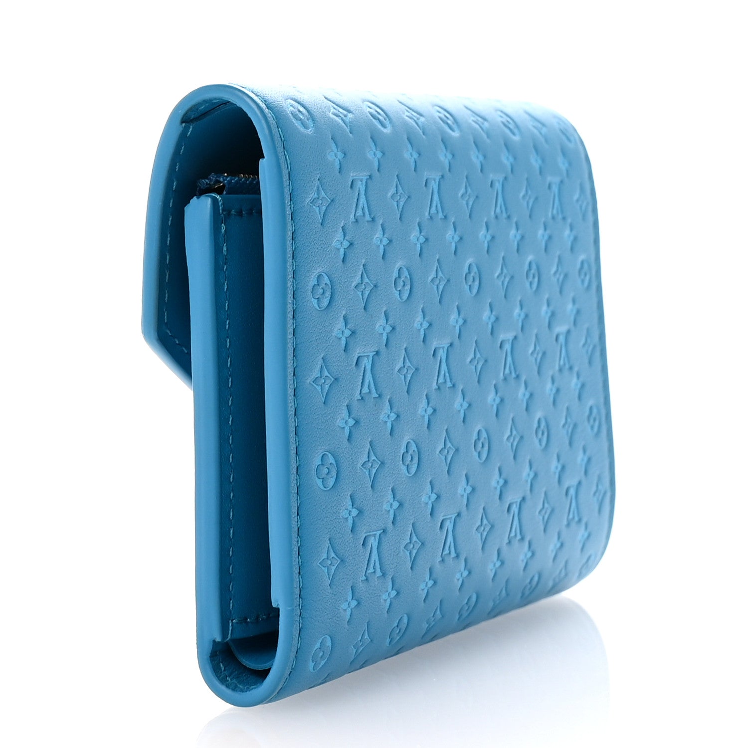 Louis Vuitton Calfskin Nanogram Embossed Victorine Wallet Bleu 3 of 6