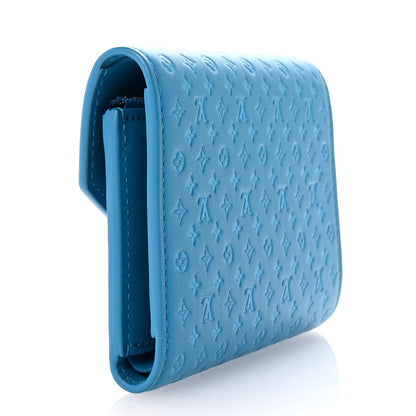 Louis Vuitton Calfskin Nanogram Embossed Victorine Wallet Bleu 3 of 6