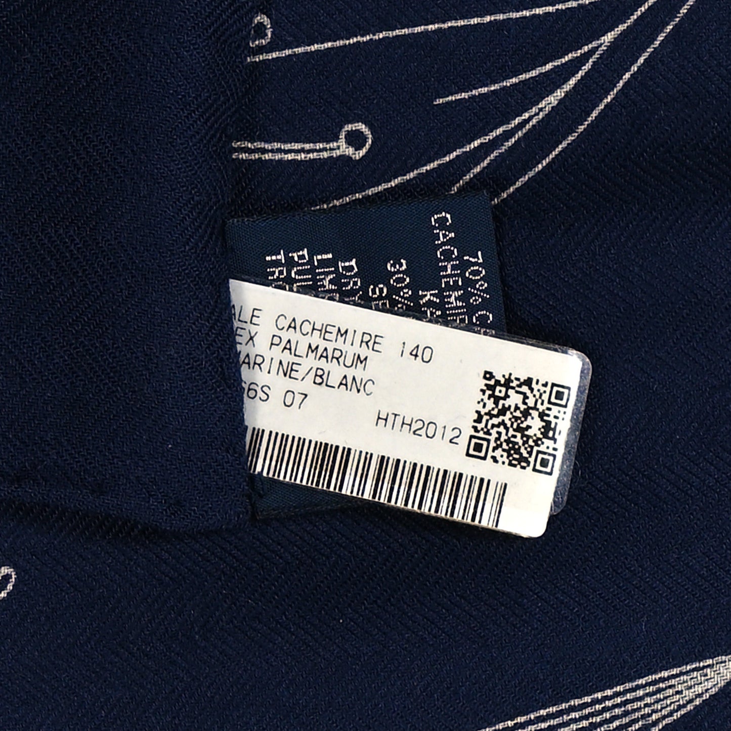 Cashmere Silk Index Palmarum Finesse Shawl 140 Marine White
