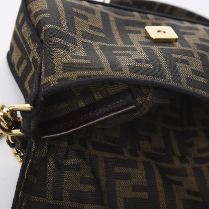 Fendi Fabric Jacquard FF 1974 Mini Baguette Tobacco Moro Black 8 of 12