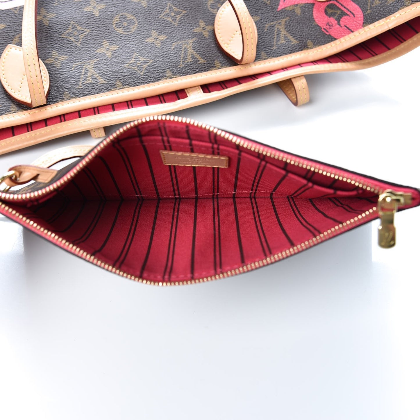 Monogram Bay Neverfull MM Rose Ballerine Poppy