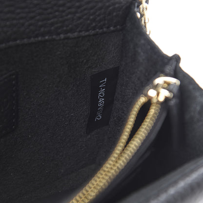 Valentino Garavani Pebbled Calfskin Rockstud Wallet on Chain Black 7 of 11