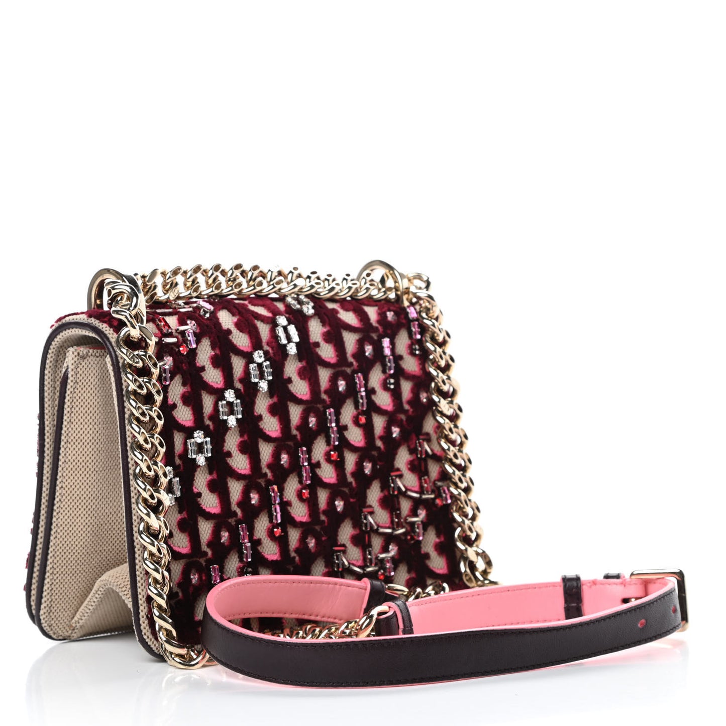 Velvet Crystal Small Diorama Club Flap Bag Plum
