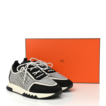 Hermes Knit Goatskin Mens Addict Sneakers 41 Black White 9 of 9