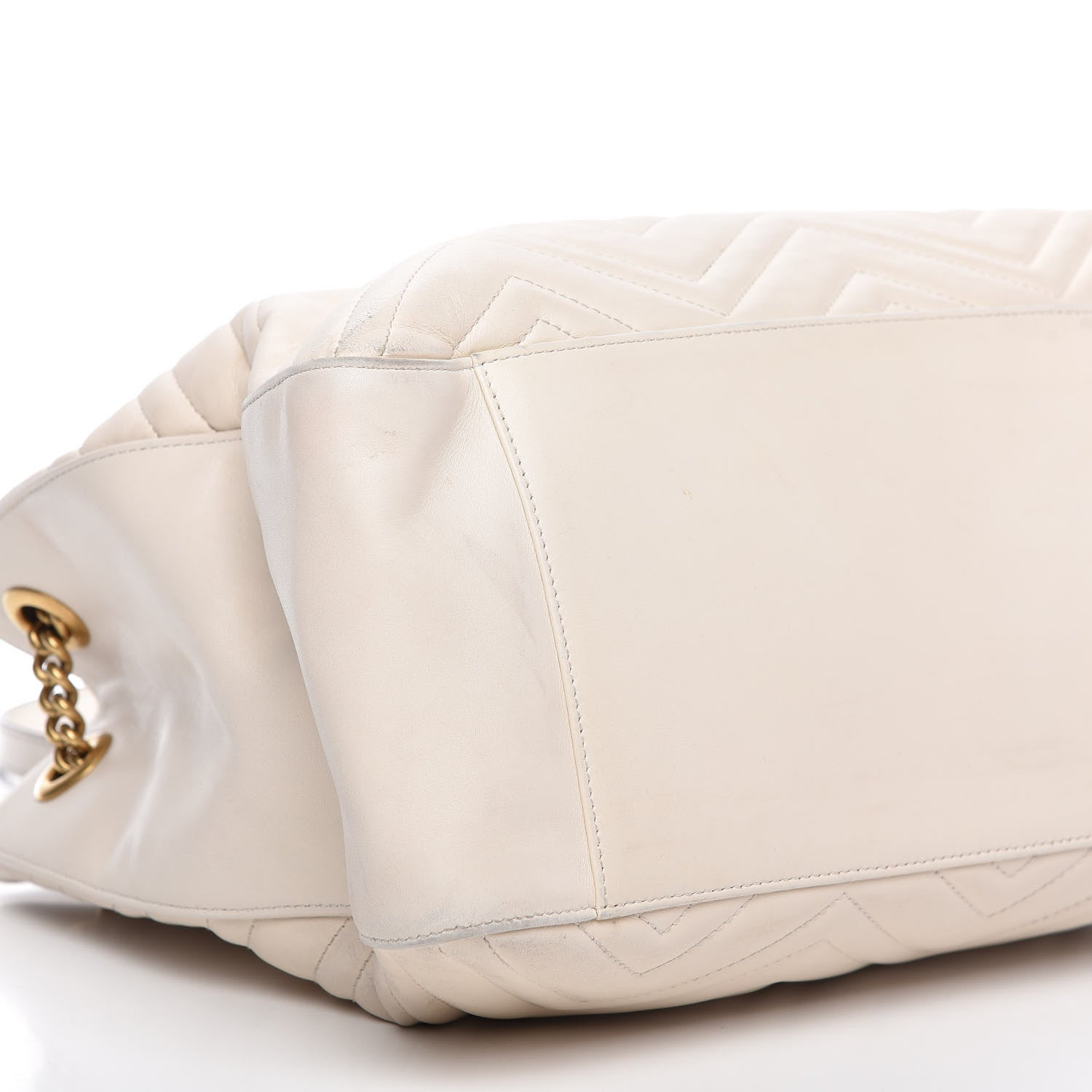 Gucci Calfskin Matelasse Medium GG Marmont Shoulder Tote Bag White 6 of 10