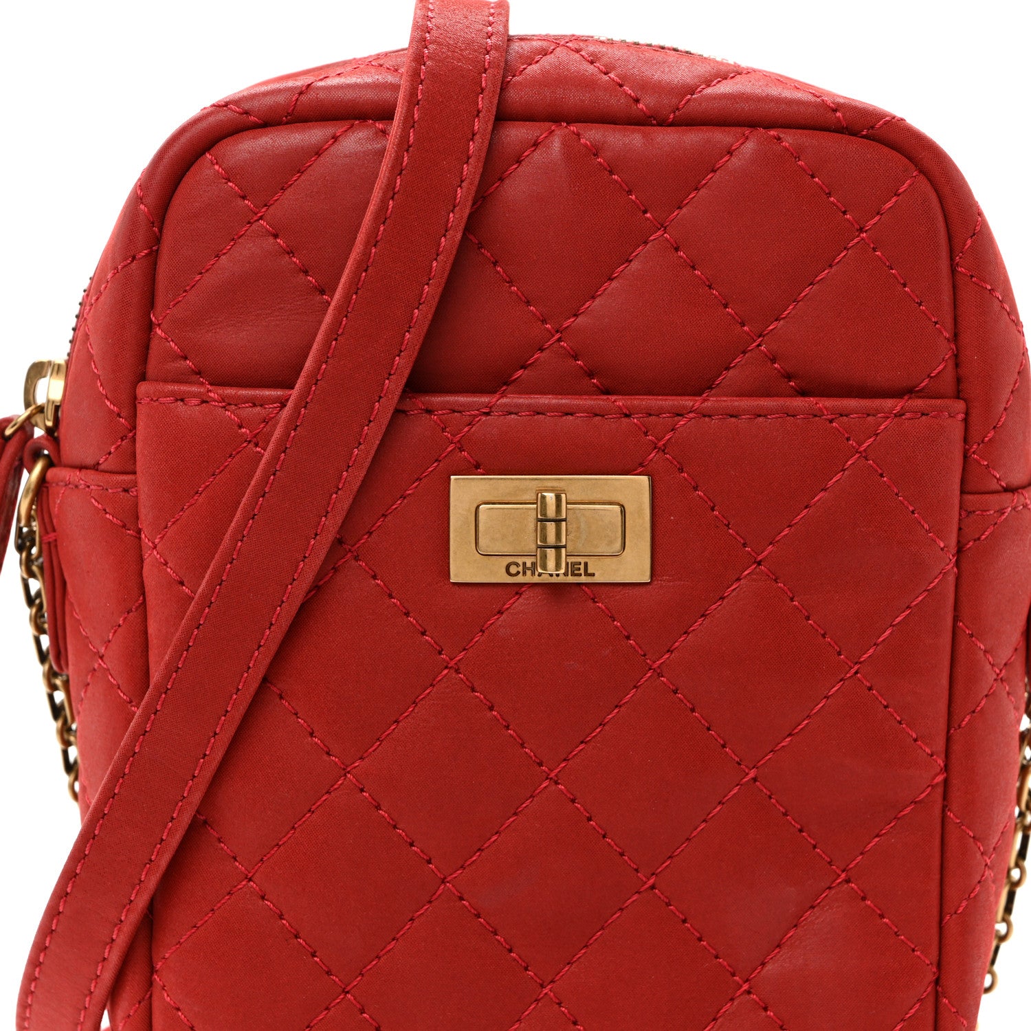 Chanel Iridescent Calfskin Quilted Reissue Camera Case Red 8 of 11