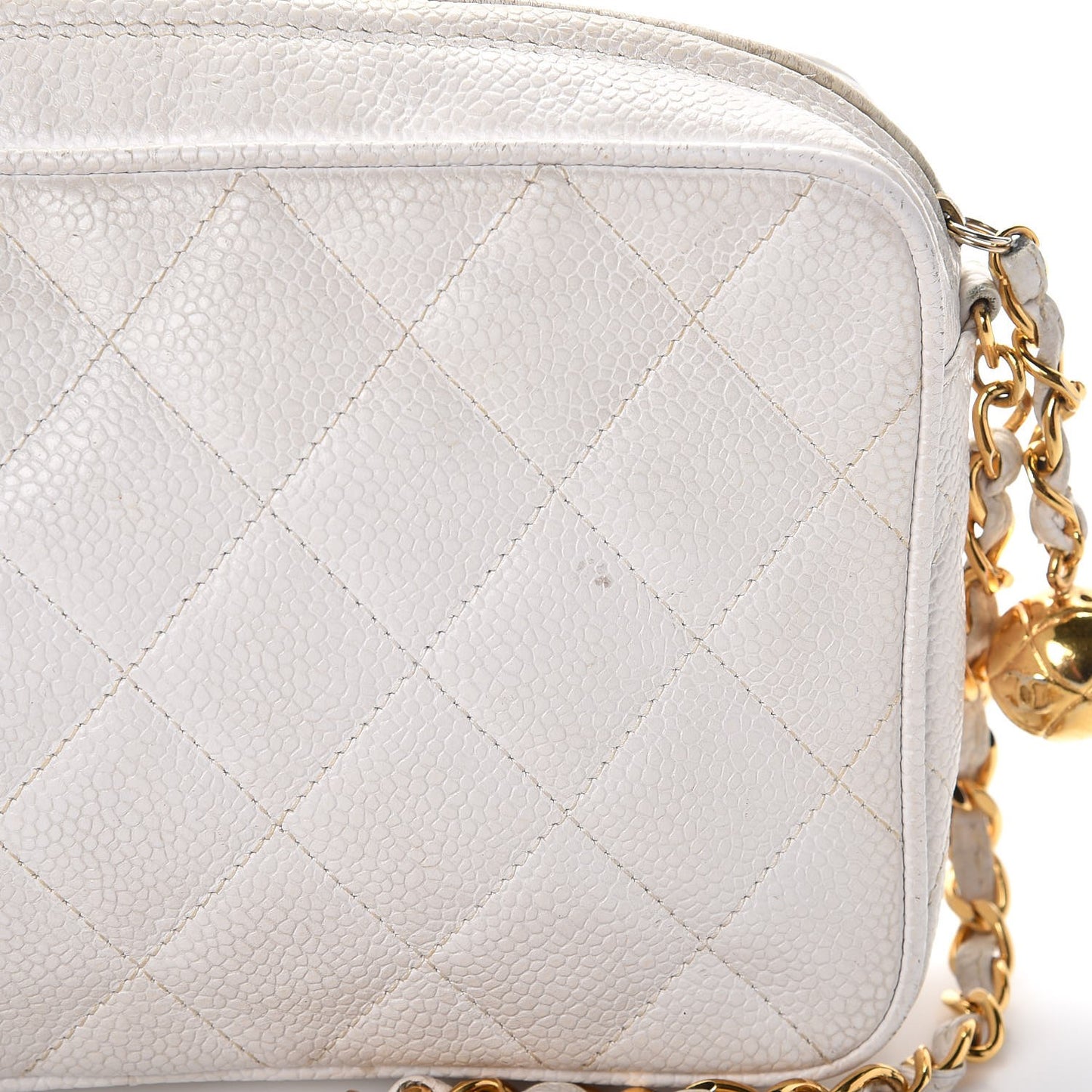 Caviar Quilted Camera Case White