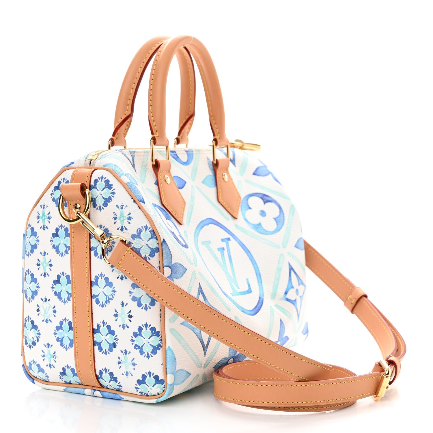 Louis Vuitton Monogram Tiles By The Pool Speedy Bandouliere 25 Lagoon Blue 3 of 9