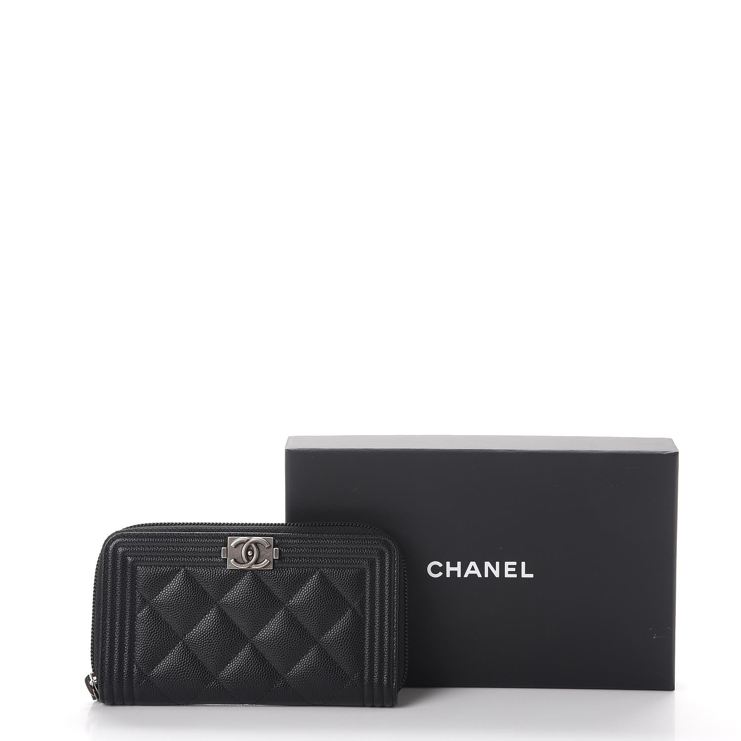 Chanel Caviar Quilted Small Boy Zip Around Wallet Black 9 of 9