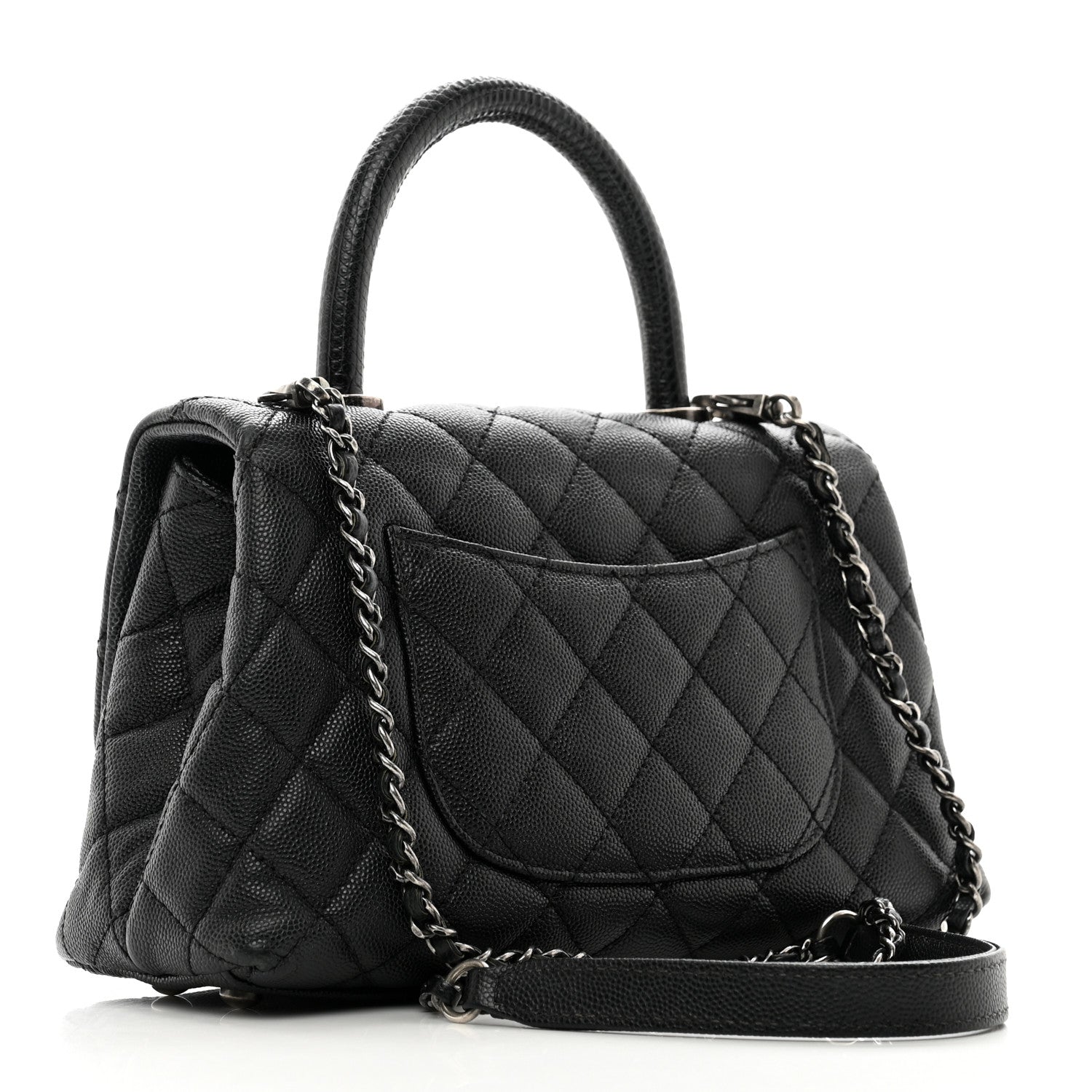 Chanel Caviar Lizard Embossed Quilted Mini Coco Handle Flap Black 3 of 12