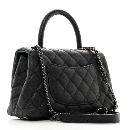 Chanel Caviar Lizard Embossed Quilted Mini Coco Handle Flap Black 3 of 12