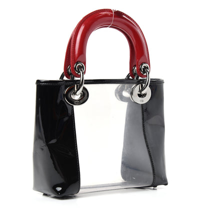 Christian Dior Patent PVC Mini Lady Dior Black Red 3 of 8