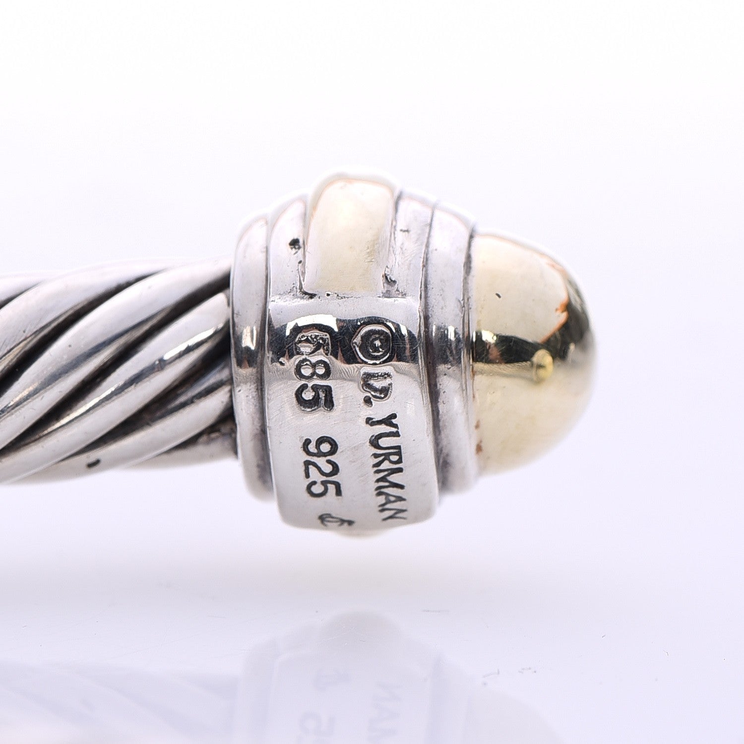 David Yurman Sterling Silver 14K Yellow Gold 7mm Cable Classics Bracelet 5 of 5