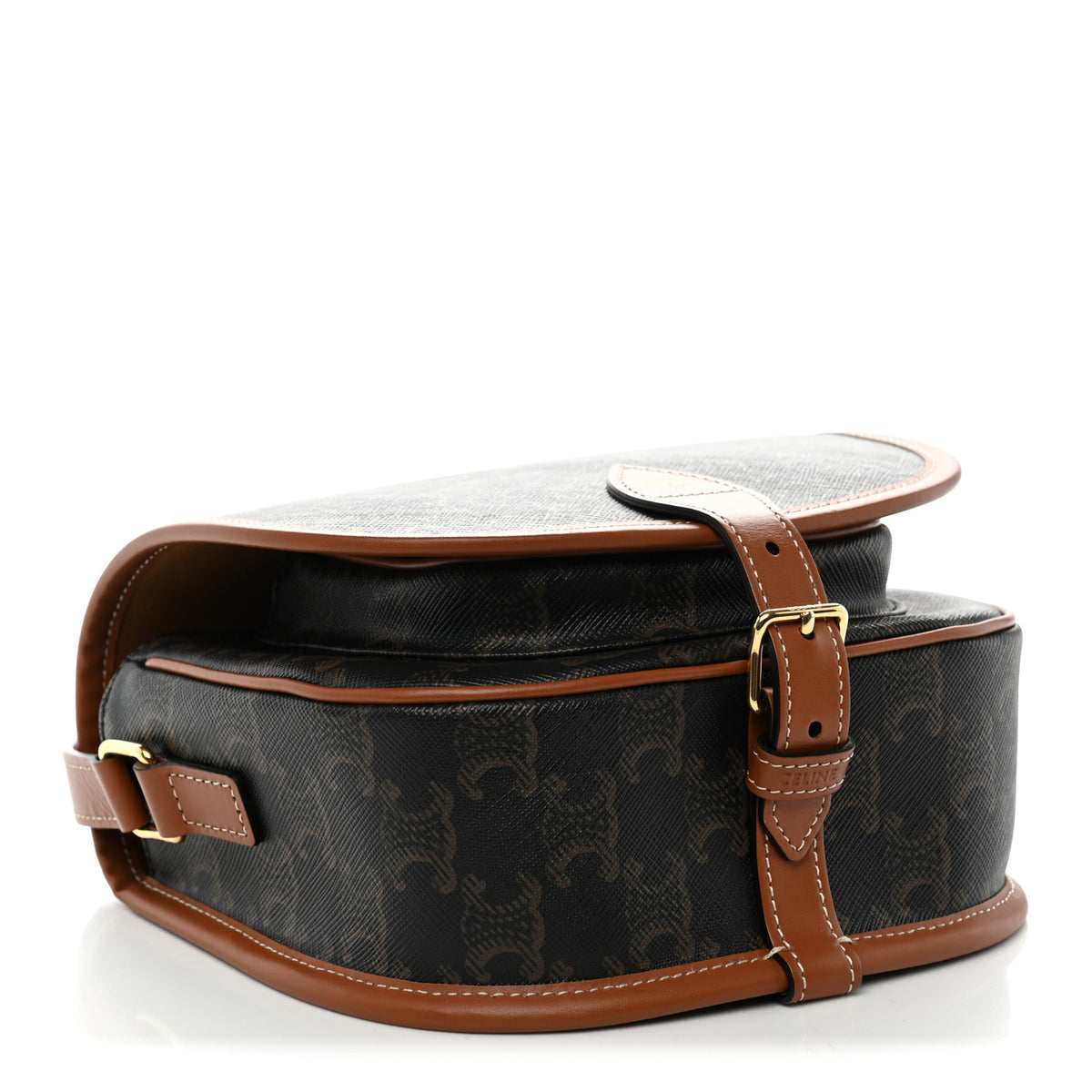 Celine Triomphe Canvas Medium Folco Bag Tan 4 of 10