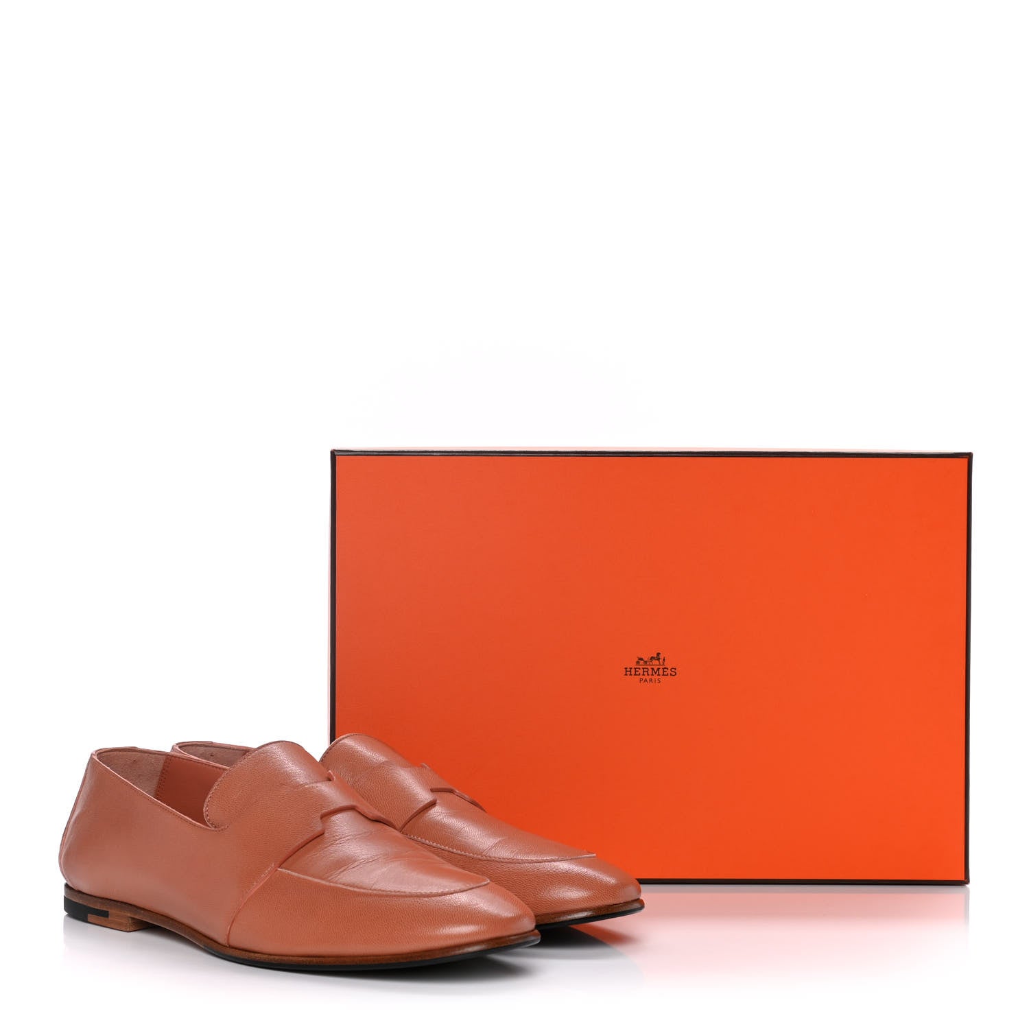 Hermes Goatskin Womens Ancora Moccasin Loafers 39 Rose Bubinga 13 of 13