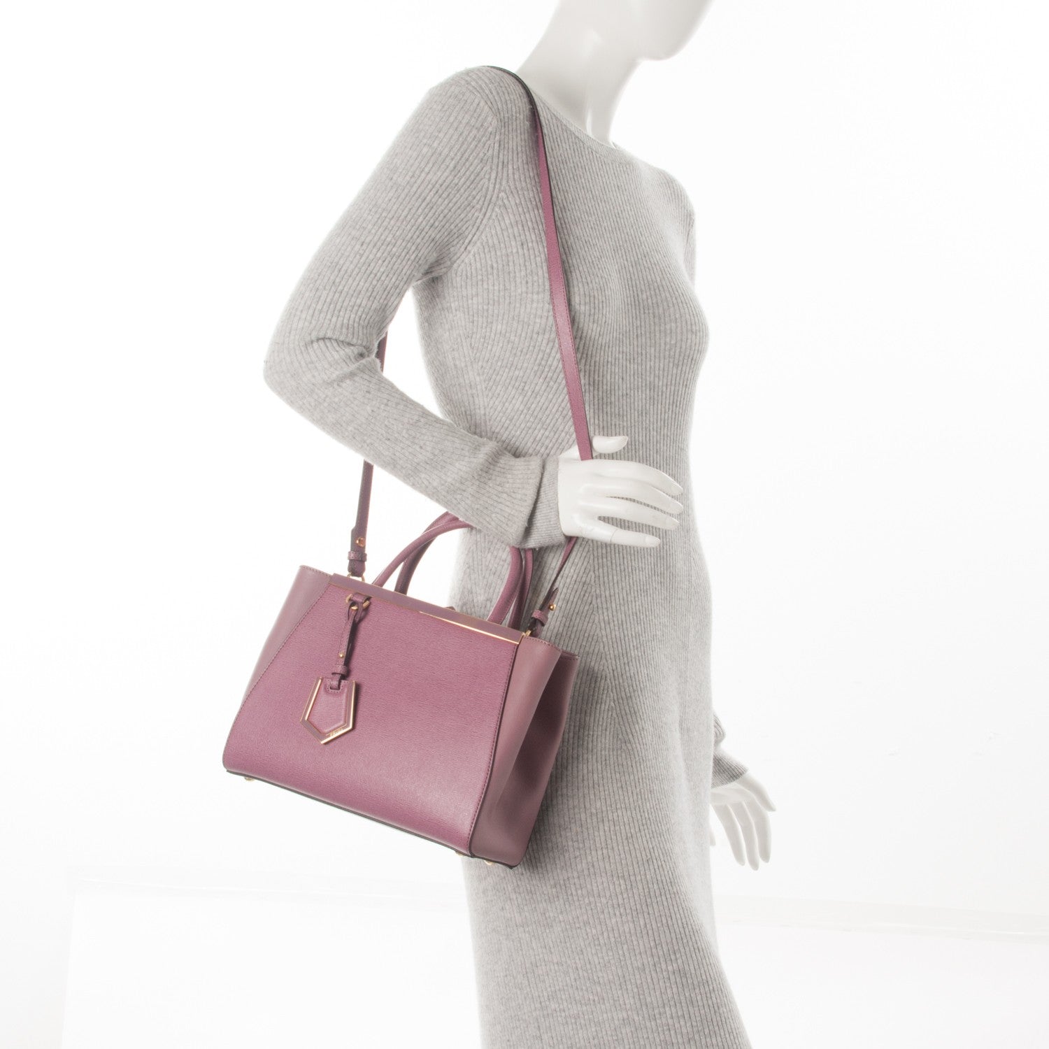 Fendi Vitello Elite Flamingo Petite 2Jours Tote Lilla Glicine 2 of 7