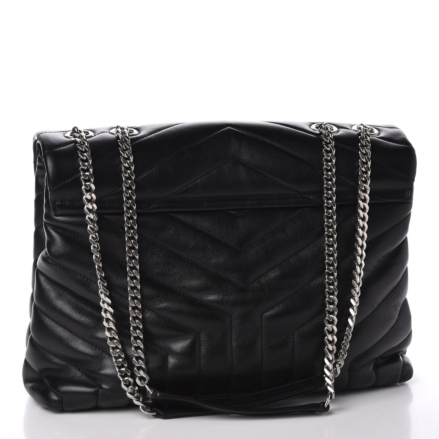 Calfskin Y Quilted Monogram Medium Loulou Chain Satchel Black