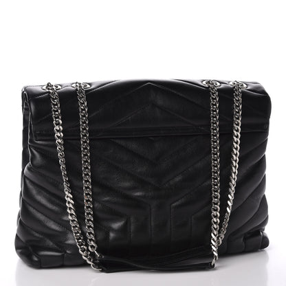 Saint Laurent Calfskin Y Quilted Monogram Medium Loulou Chain Satchel Black 2 of 11