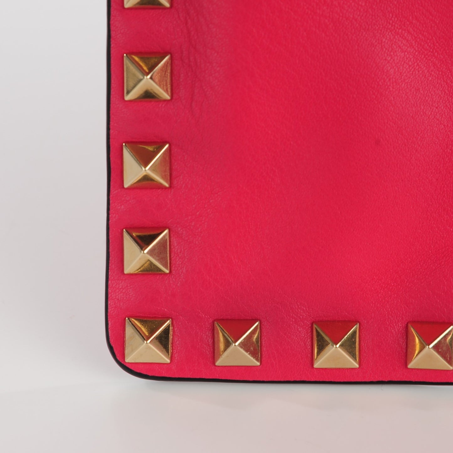 Vitello Italian Pop Small Rockstud Zip Pouch Deep Rose Scarlet