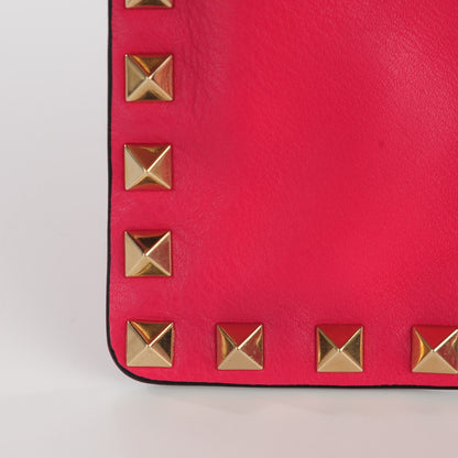 Valentino Garavani Vitello Italian Pop Small Rockstud Zip Pouch Deep Rose Scarlet 8 of 9