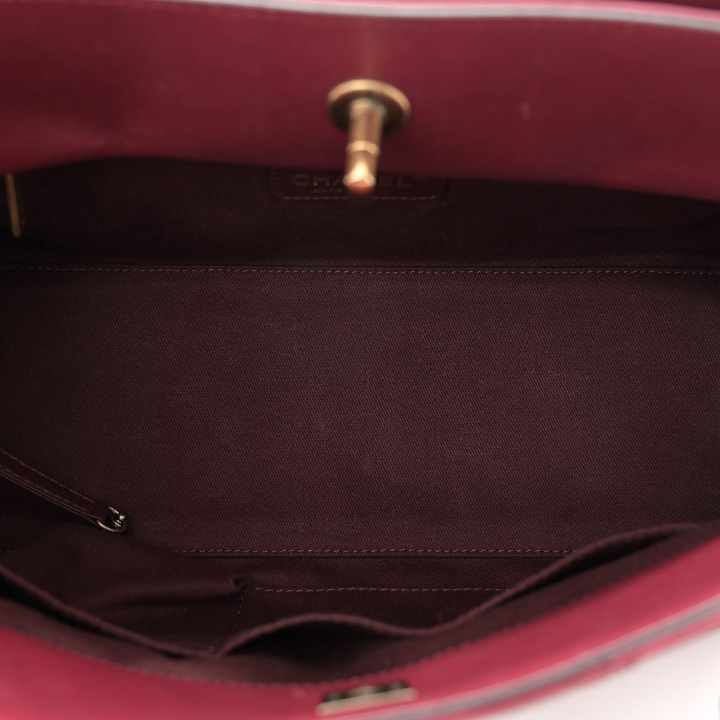Calfskin Quilted Small Perfect Edge Tote Burgundy