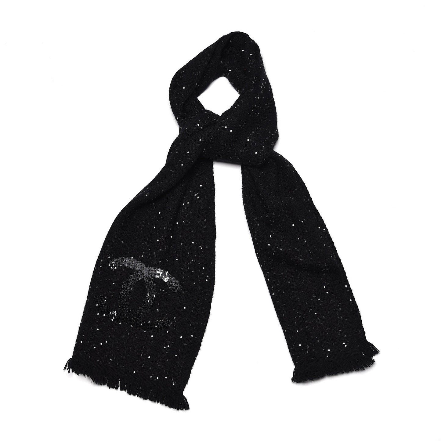 Cashmere Silk Sequin CC Scarf Black
