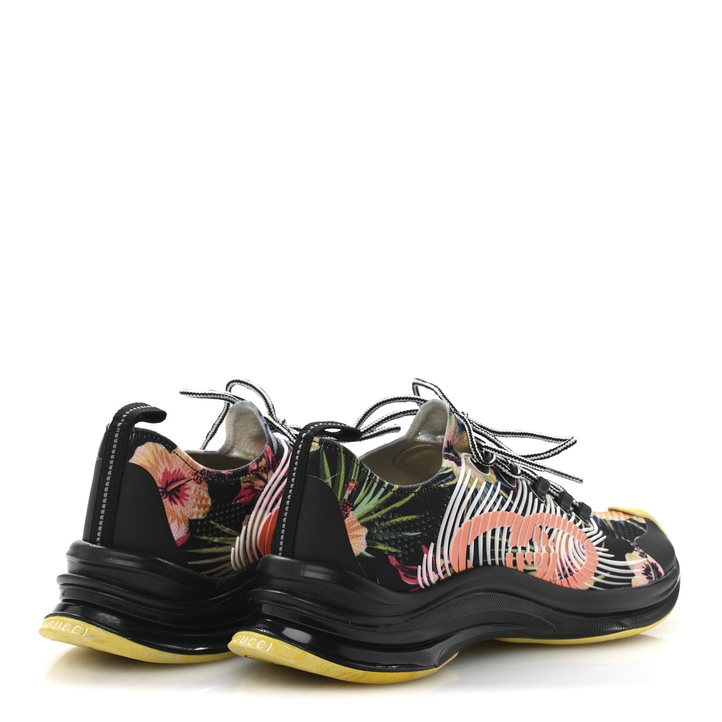 Technical Knit Fabric Waves Mens Gucci Run Sneakers 10 Black Multicolor